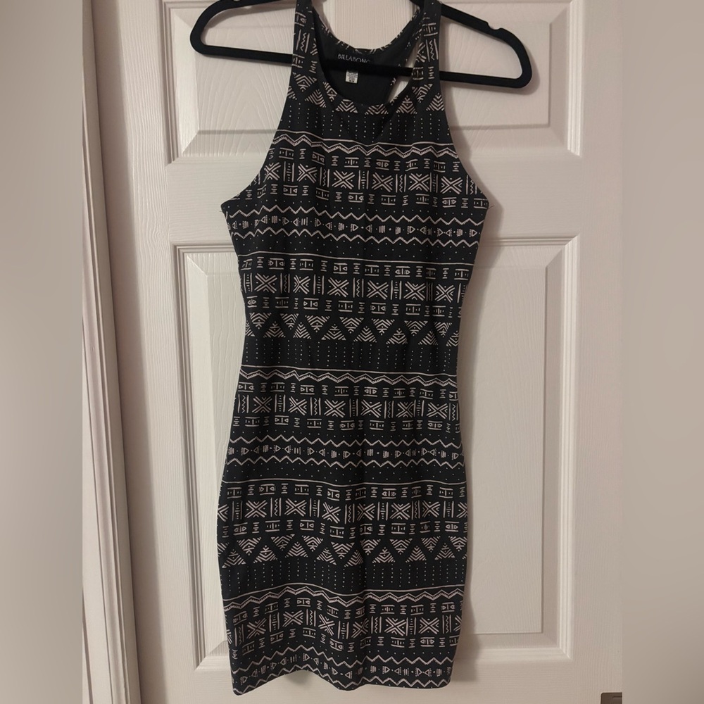 Billabong Grey and White Geometric Mini Dress